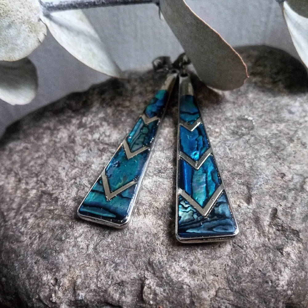 Abalone Shell Triangle Chevron Earrings